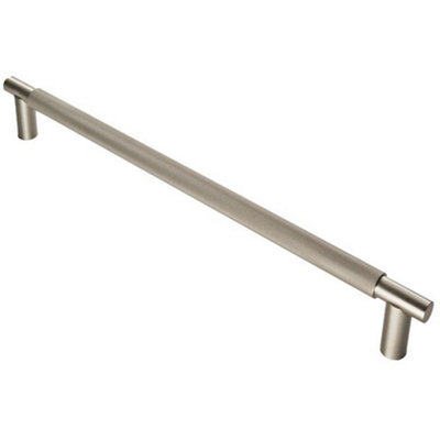 Luxury T Bar Knurled Pull Handle - 450mm Satin Nickel - Kitchen Door Cabinet