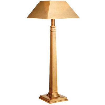 Luxury Table Lamp Solid Brass & Square Shade Metal Square Base Console