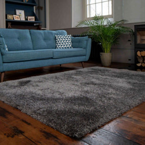 Luxury Taupe Grey Super Thick Shaggy Area Rug 120x170cm