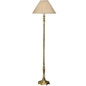 Luxury Traditional Floor Lamp Solid Brass & Beige Organza Pleat Shade 1.67m Tall