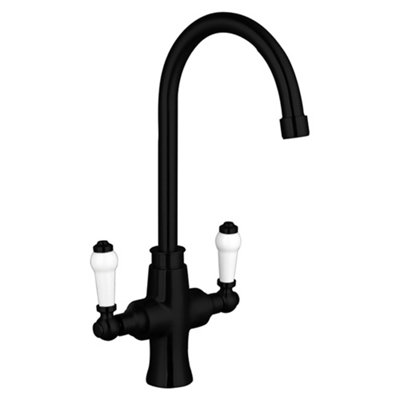 Luxury Two Handle Kitchen Sink Mixer Black