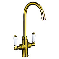 Luxury Two Handle Kitchen Sink Mixer Brushed Gold