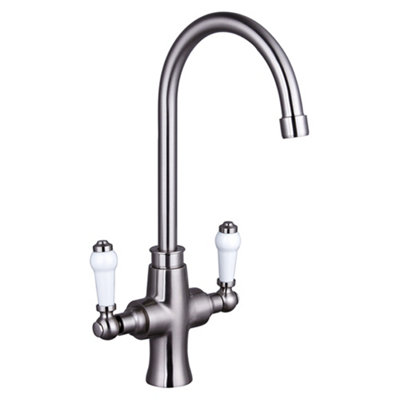 Luxury Two Handle Kitchen Sink Mixer Brushed Nickel