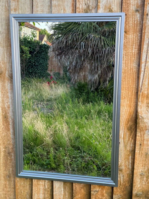 Luxury Wall Mounted Rectangular Graphite Grey framed Mirror(H)800mm (w ...
