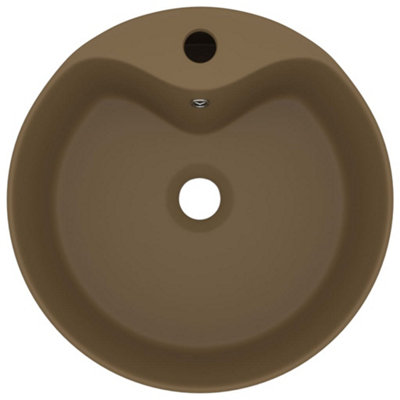 Luxury Wash Basin with Overflow Matt Cream 36x13 cm Ceramic