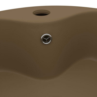 Luxury Wash Basin with Overflow Matt Cream 36x13 cm Ceramic