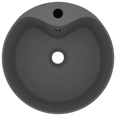 Luxury Wash Basin with Overflow Matt Dark Grey 36x13 cm Ceramic