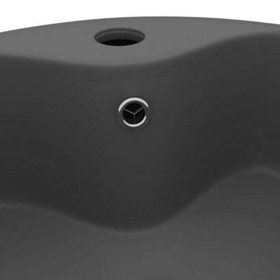 Luxury Wash Basin with Overflow Matt Dark Grey 36x13 cm Ceramic