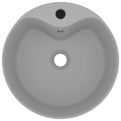 Luxury Wash Basin with Overflow Matt Light Grey 36x13 cm Ceramic
