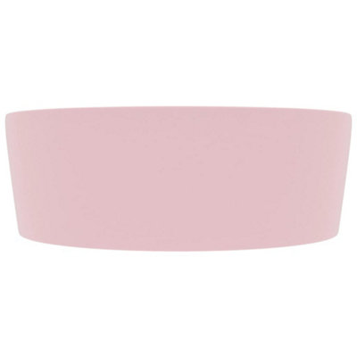 Luxury Wash Basin with Overflow Matt Pink 36x13 cm Ceramic