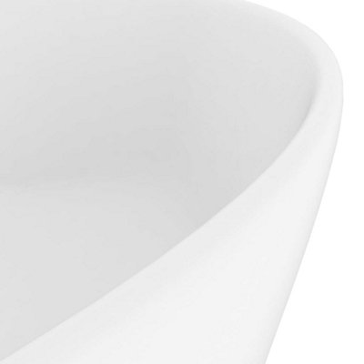 Luxury Wash Basin with Overflow Matt White 36x13 cm Ceramic