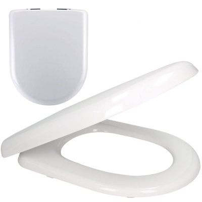 Luxury White Soft Close WC Toilet Seat D Shape Top & Bottom Adjustable Hinges