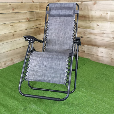 Luxury Zero Gravity Garden Relaxer Chair / Sun Lounger - Grey