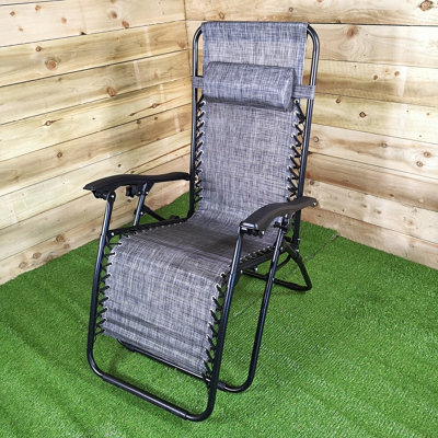 Luxury Zero Gravity Garden Relaxer Chair Sun Lounger Grey