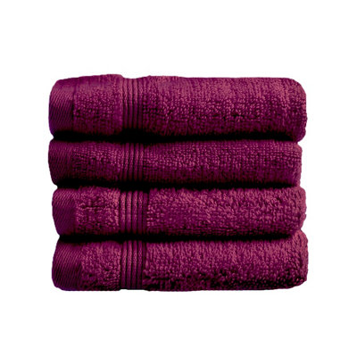 Luxury Zero Twist Egyptian Cotton 4 Pack Face Cloths - Beetroot