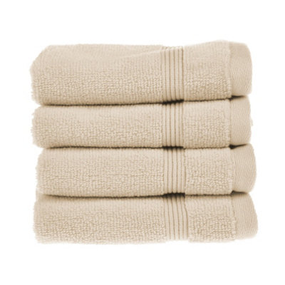 Luxury Zero Twist Egyptian Cotton 4 Pack Face Cloths - Cream