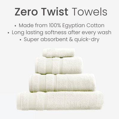 Luxury Zero Twist Egyptian Cotton 4 Pack Face Cloths - Cream - 5