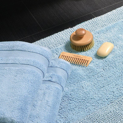 Luxury Zero Twist Egyptian Cotton Bath Towel - Baby Blue - 3