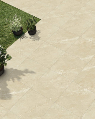 Luzia Porcelain Slabs - Polar Ivory Contemporary Outdoor Tiles - 600 x 600 x 20mm - 60 pack ( 21.6 m2 )