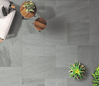 Luzia Porcelain Slabs - Sandstone Grey Contemporary Outdoor Tiles - 600 x 900 x 20mm - 40 pack ( 21.6 m2 )