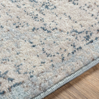 LYA Round Vintage Traditional Oriental Boho Ivory Area Rug 200 x 200 cm