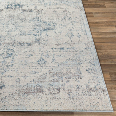 LYA Round Vintage Traditional Oriental Boho Ivory Area Rug 200 x 200 cm