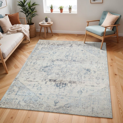 LYA Vintage Traditional Oriental Boho Ivory Area Rug 160 x 213 cm