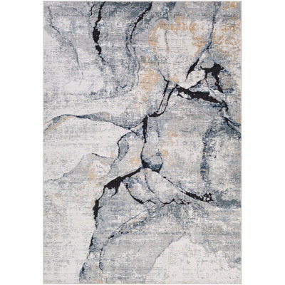 LYNA Abstract Modern Marble Dark Blue Area Rug 160 x 220 cm