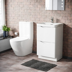 Lyndon 500 mm White Basin Vanity Unit and Rimless Close Coupled Toilet