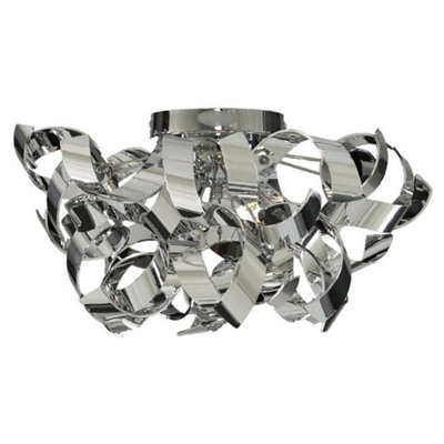 Lyndsay 3 Light Semi Flush Ceiling Light Chrome