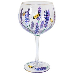Lynsey Johnstone Handpainted Bees & Lavender Gin Glass