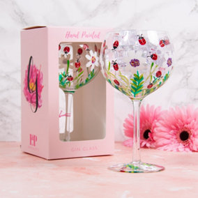 Lynsey Johnstone Handpainted Ladybirds Gin Glass