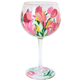 Lynsey Johnstone Handpainted Tulips Gin Glass