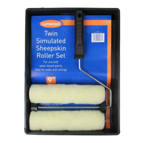 Lynwood 9" Twin Simulated Sheepskin 2 Roller Paint Tray Set