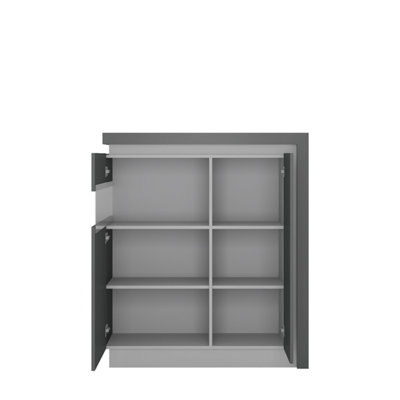 Lyon 2 door designer cabinet (LH) in Platinum/Light Grey Gloss
