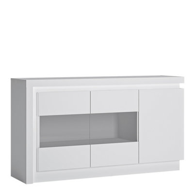 Lyon 3 door glazed sideboard (including LED lighting) in White and High ...