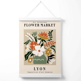 Lyon Beige and Green Flower Market Exhibition Poster with Hanger / 33cm / White