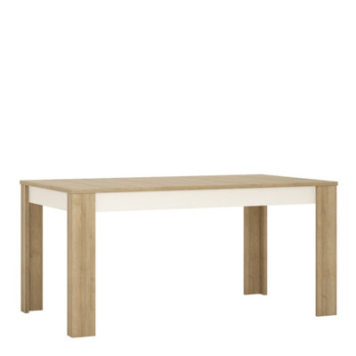 Lyon Large extending dining table 160/200 cm in Riviera Oak/White High Gloss