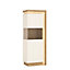 Lyon Narrow display cabinet (LHD) 164.1cm high in Riviera Oak/White High Gloss