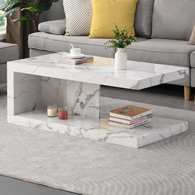 Lyra Coffee Table High Gloss Coffee Table for Living Room Centre Table Tea Table for Living Room Furniture Diva Marble Effect