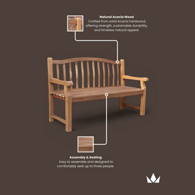 LYTHAM Three Seater Acacia Bench