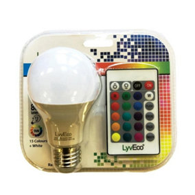 Lyveco Remote Controlled Colour Changing GLS Bulb White (One Size)