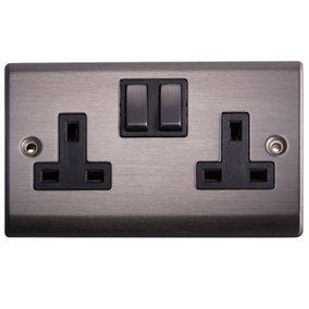 Lyvia 13a Double Wall Socket (UK Plug) Slate (One Size)