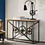 Lyynet Industrial Reclaimed Metal And Wood Console Table With Wheels