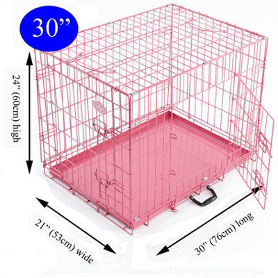 M 30inch Foldable Pink Dog Cage