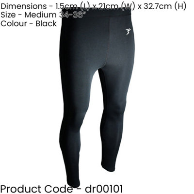 M - BLACK Adult Sports Baselayer Compression Leggins Bottoms - Unisex Training