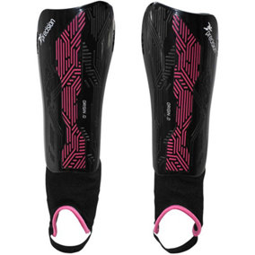 M - Football Shin Pads & Ankle Guards BLACK/PINK High Impact Slip On Leg Cover
