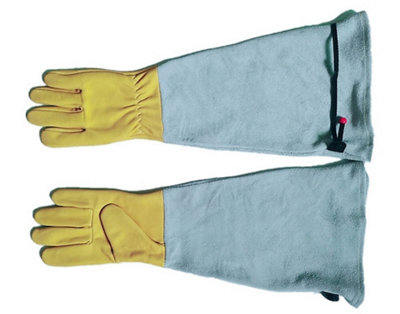 M-Grey Heavy-Duty Goatskin Long Sleeve Gardening Gloves - 4