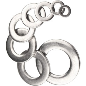M1.6 Form A Flat Washers A4 Stainless Steel Premium Marine Grade Metal Washer DIN 125 / Size: M1.6 / Pack of: 100