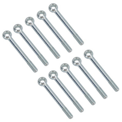 M10 100mm Eye Bolt 10 Pack Zinc Plated Threaded Rings DIN444 Catenary Wire